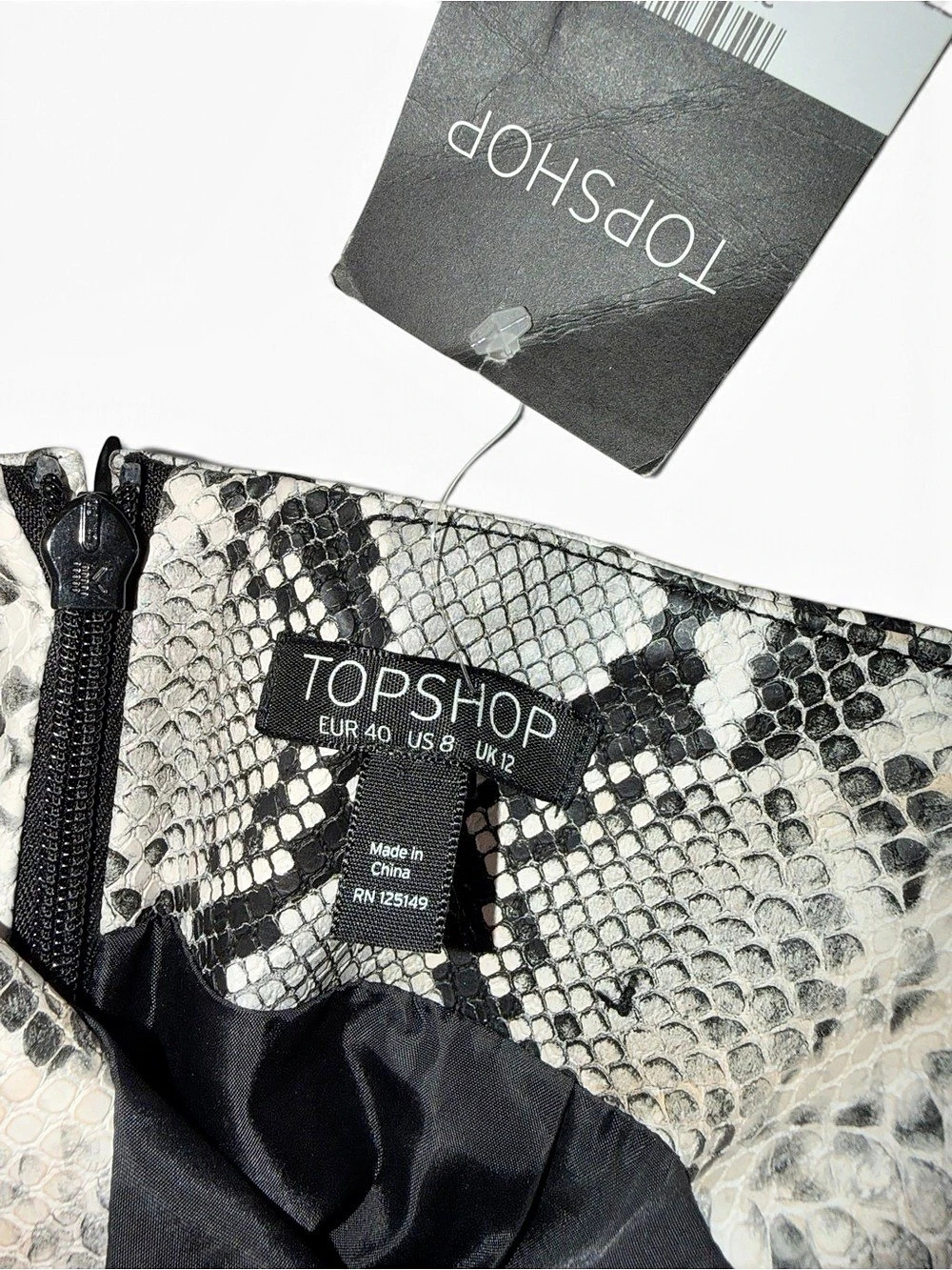 NWT Topshop Snakeskin Faux Leather Pencil Midi Skirt High Slit - Picture 7 of 8